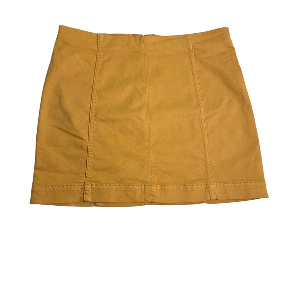 Jolt Jean Skirt Women's Size 31"‎ W Yellow Mustard Mini Short Straight Zip Back - Picture 1 of 9